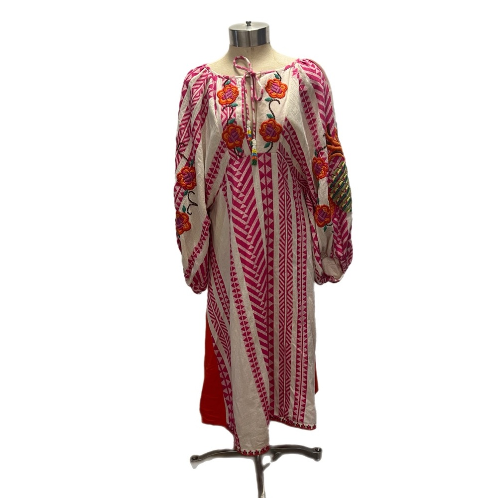 Embroidered Farm Rio dress with beaded tassels. Worn once.